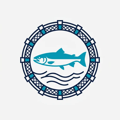 Flat illustration representing salmon aquaculture in Tasmania