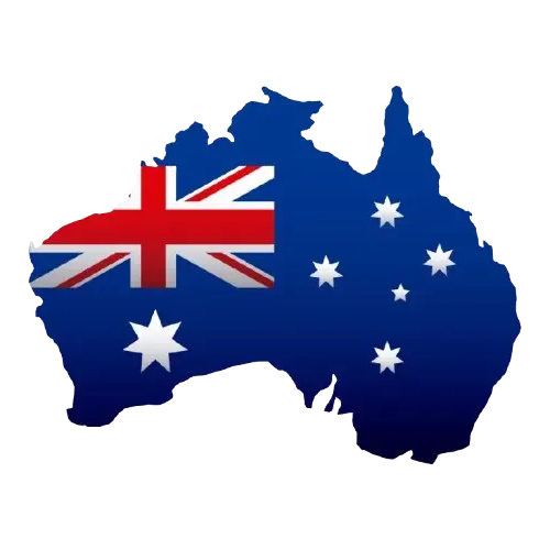 Australia map with flag